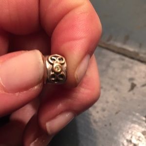 Genuine Pandora Heart Clip w/ gold & small diamond